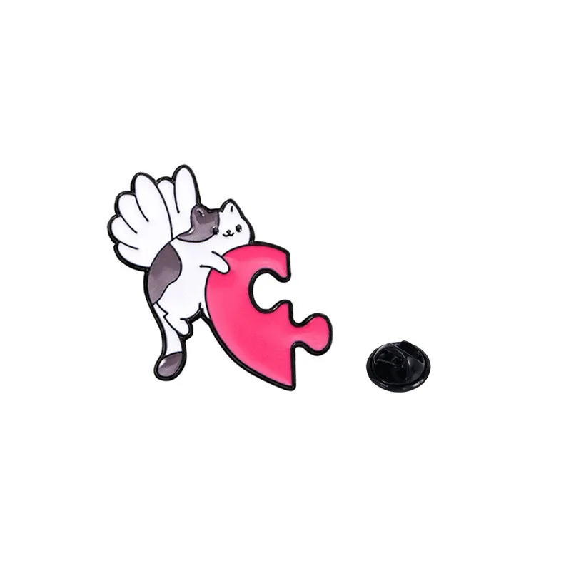 Cartoon Style Cute Simple Style Heart Shape Cat Alloy Enamel Plating Unisex Brooches Collar Pin display picture 13
