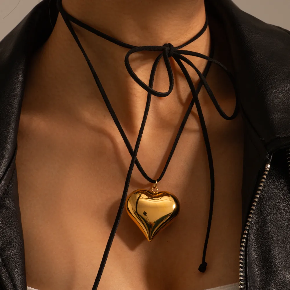 304 Stainless Steel Rope 18K Gold Plated IG Style Casual Heart Shape Bracelets Earrings Necklace display picture 3