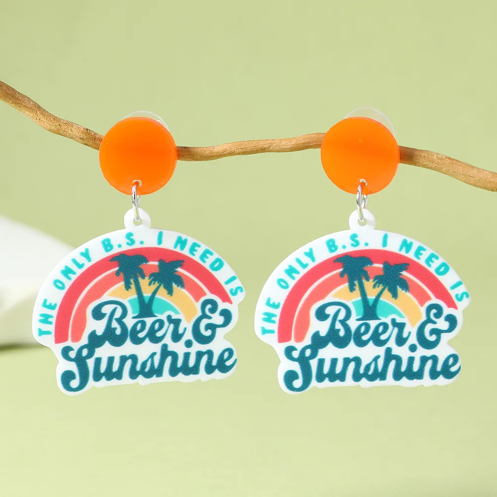 1 Pair IG Style Cute Book Letter Flower Painted Arylic Drop Earrings display picture 7