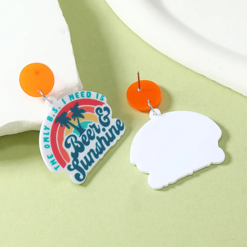 1 Pair IG Style Cute Book Letter Flower Painted Arylic Drop Earrings display picture 8