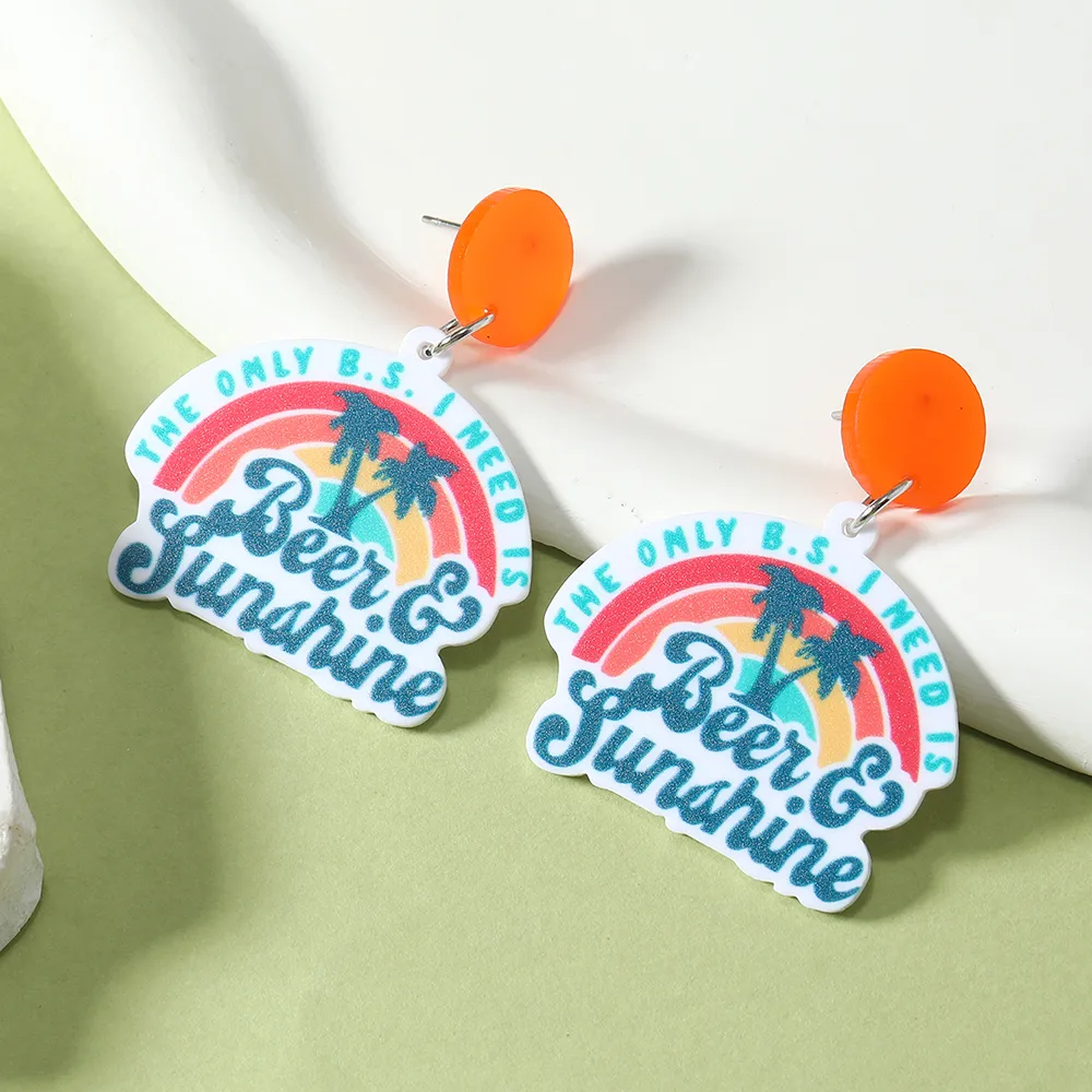 1 Pair IG Style Cute Book Letter Flower Painted Arylic Drop Earrings display picture 9