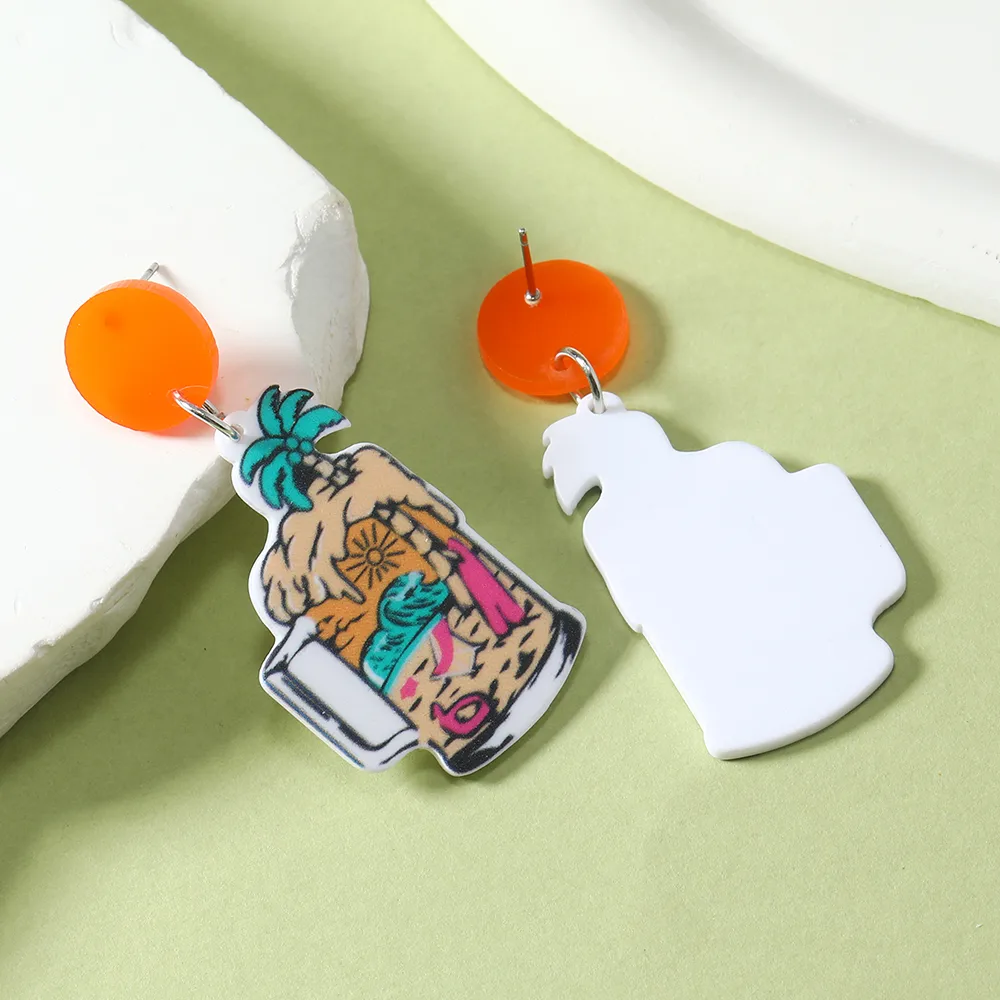 1 Pair IG Style Cute Book Letter Flower Painted Arylic Drop Earrings display picture 11