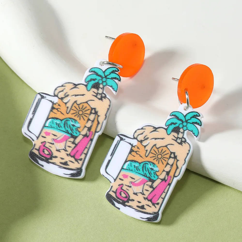 1 Pair IG Style Cute Book Letter Flower Painted Arylic Drop Earrings display picture 12