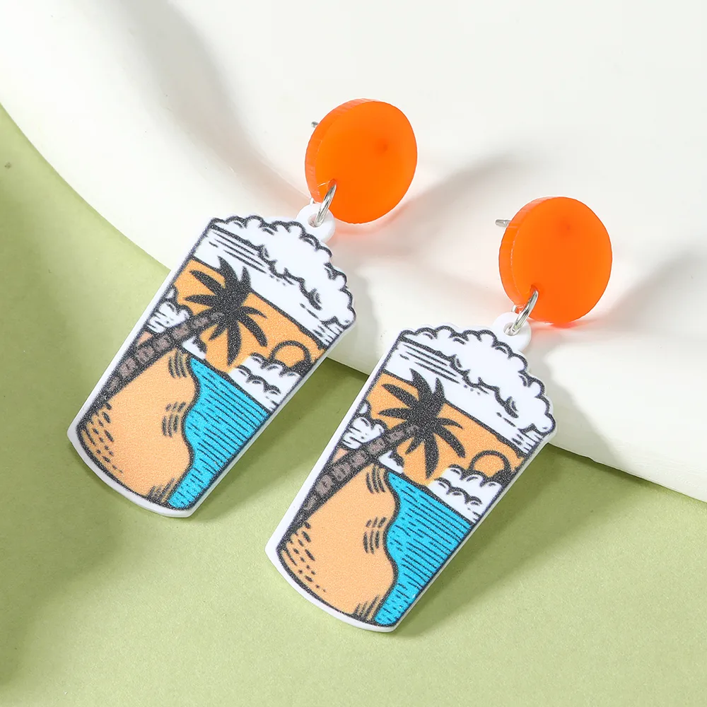 1 Pair IG Style Cute Book Letter Flower Painted Arylic Drop Earrings display picture 14