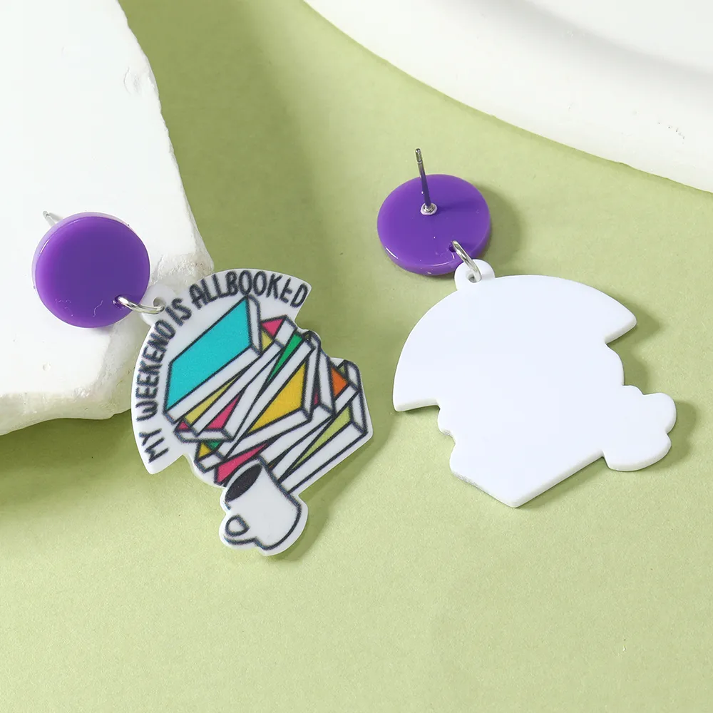 1 Pair IG Style Cute Book Letter Flower Painted Arylic Drop Earrings display picture 18