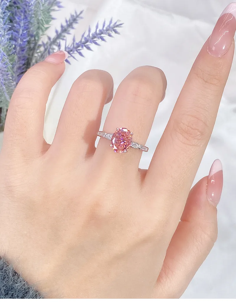 925 Sterling Silver Zircon Oval Rings display picture 1