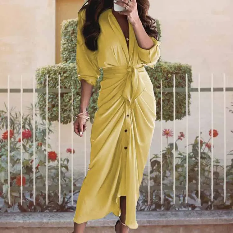 Women's Sheath Dress Bodycon Dress Elegant V Neck Straps Ruched Long Sleeve Stripe Midi Dress Business Date display picture 2