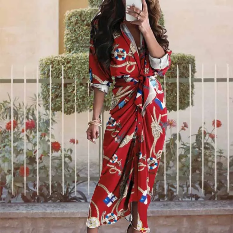 Women's Sheath Dress Bodycon Dress Elegant V Neck Straps Ruched Long Sleeve Stripe Midi Dress Business Date display picture 4