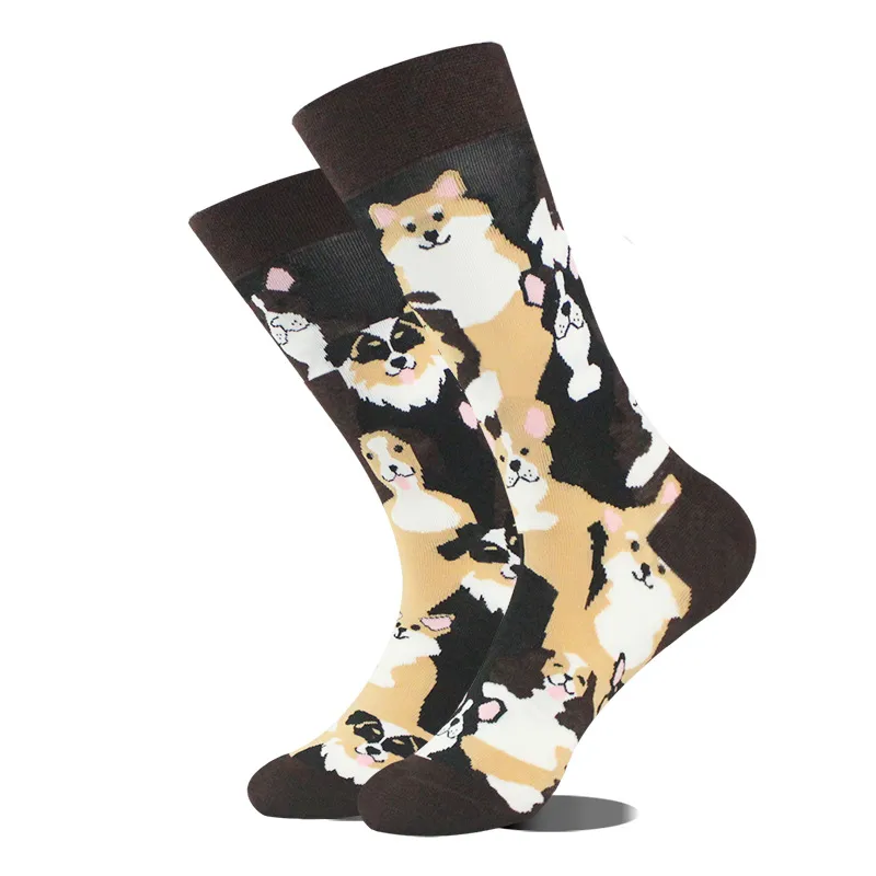 All Polyester Socks   Fashion Brand Animal Music Pepper Pattern Fashionable Polyester Socks Men's Medium Polyester Socks display picture 41