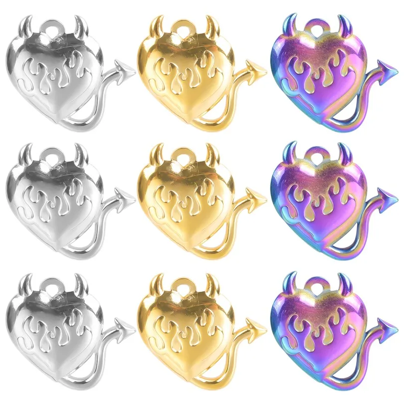 304 Stainless Steel 18K Gold Plated Basic Modern Style Classic Style Plating Geometric Demon Heart Shape Pendant Necklace display picture 3
