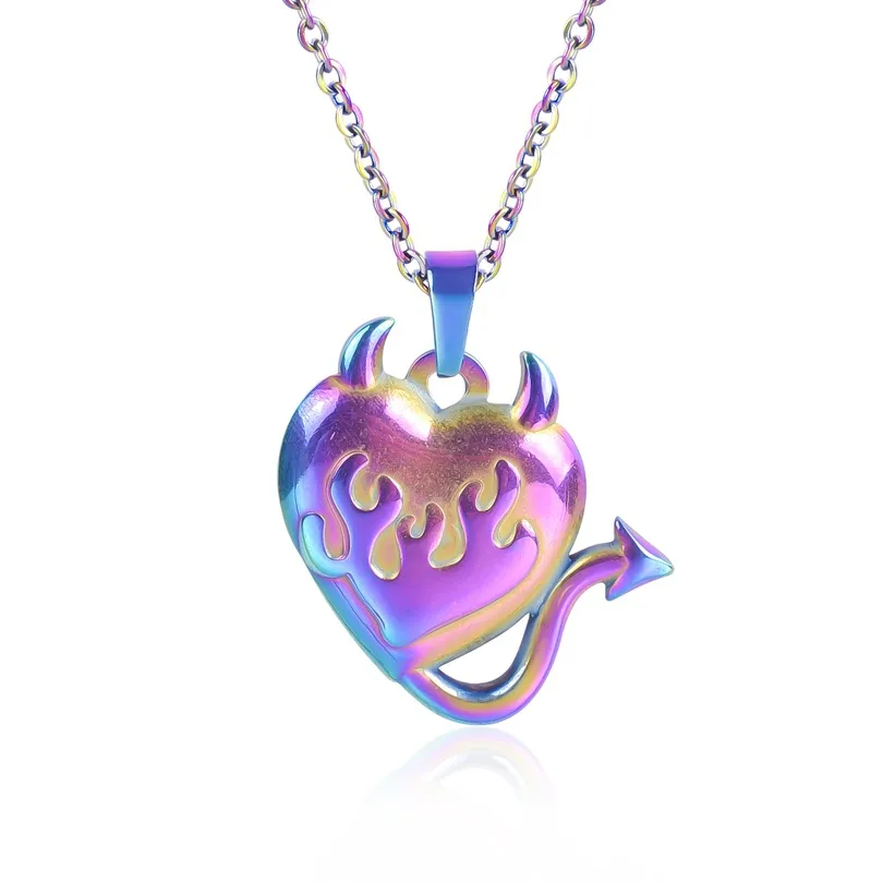 304 Stainless Steel 18K Gold Plated Basic Modern Style Classic Style Plating Geometric Demon Heart Shape Pendant Necklace display picture 13
