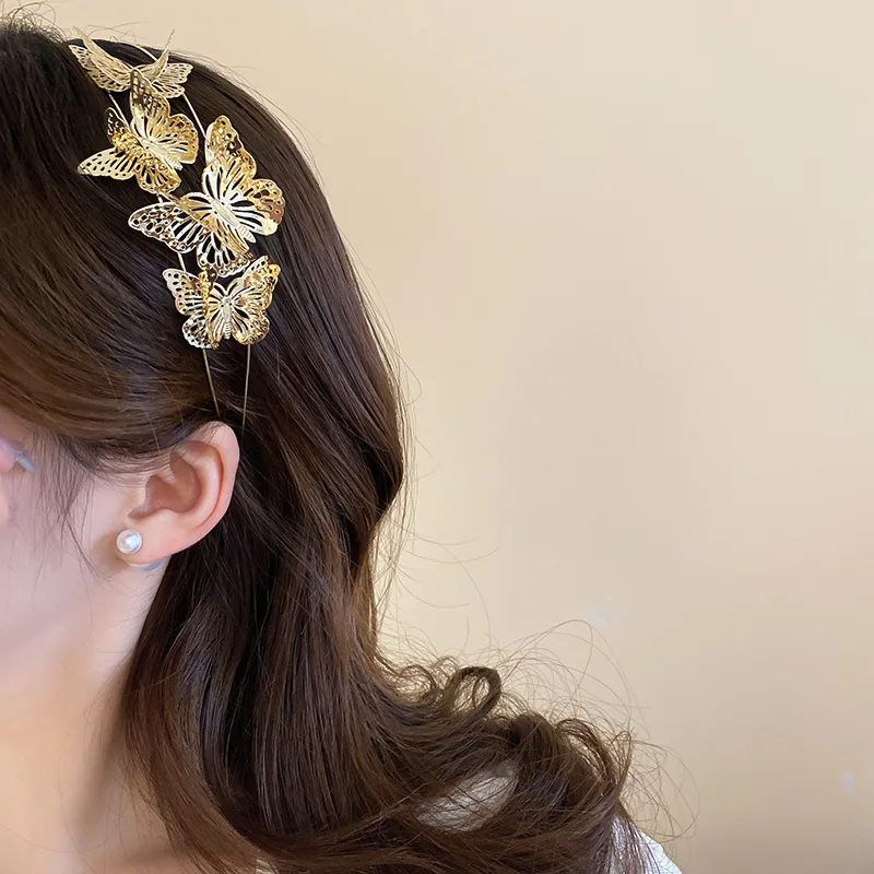 Women's Luxurious Simple Style Butterfly Alloy Hollow Out Hair Band display picture 6