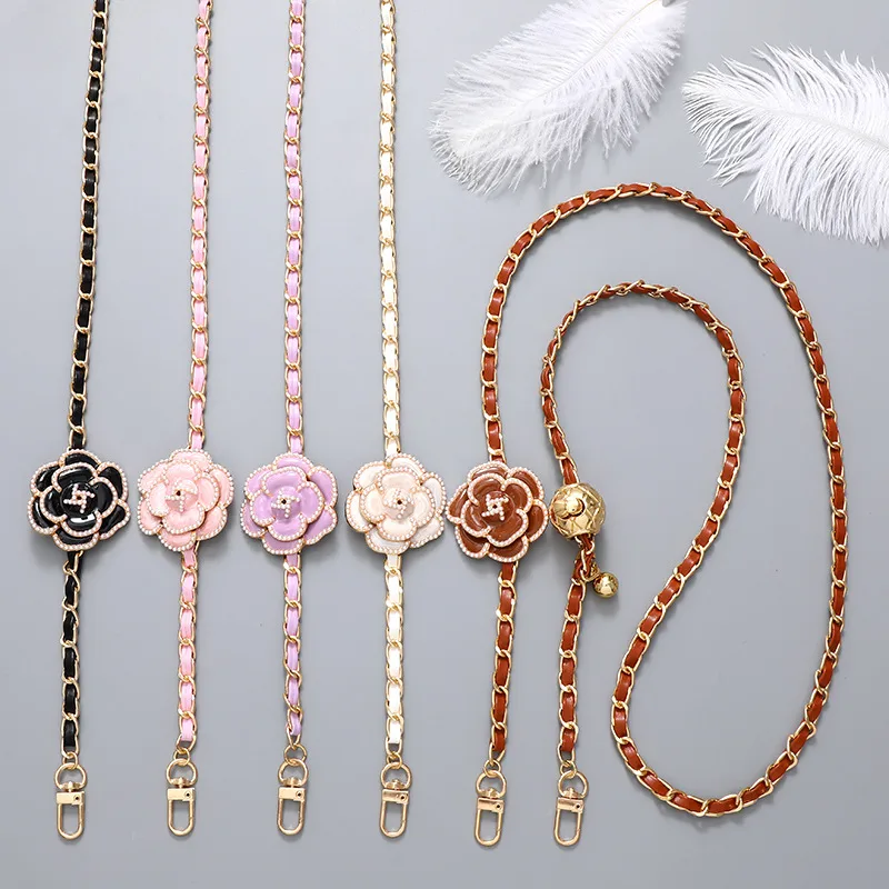 Sweet Simple Style Flower Pu Leather Enamel Inlay Pearl Bag Pendant Mobile Phone Chain display picture 1