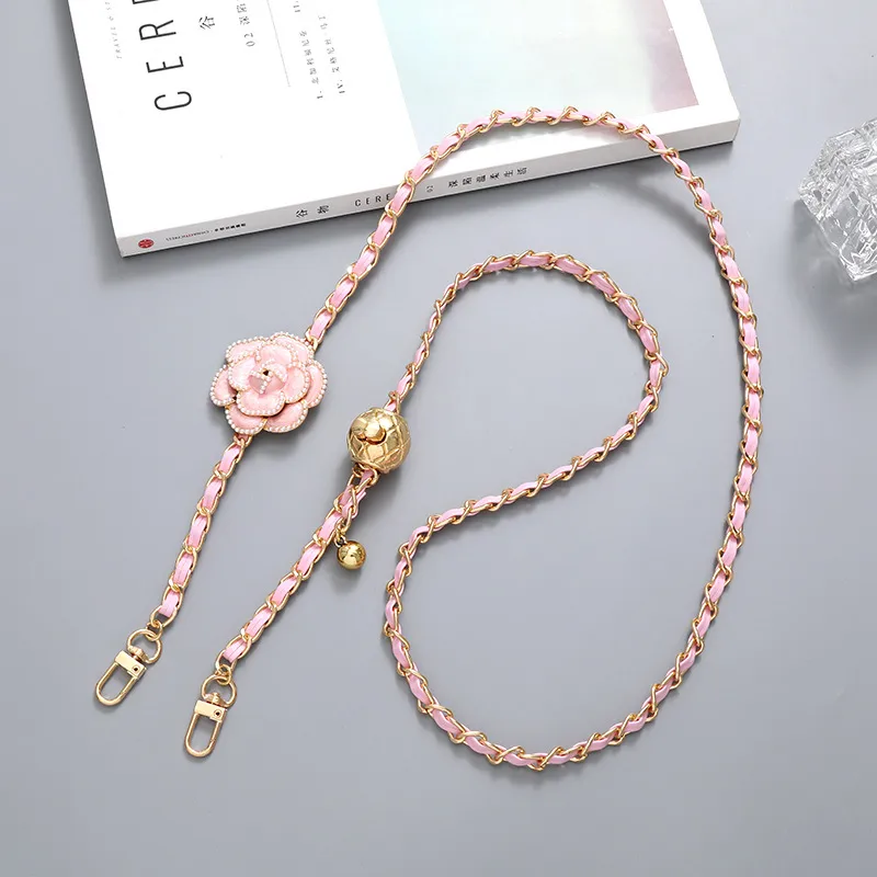 Sweet Simple Style Flower Pu Leather Enamel Inlay Pearl Bag Pendant Mobile Phone Chain display picture 5