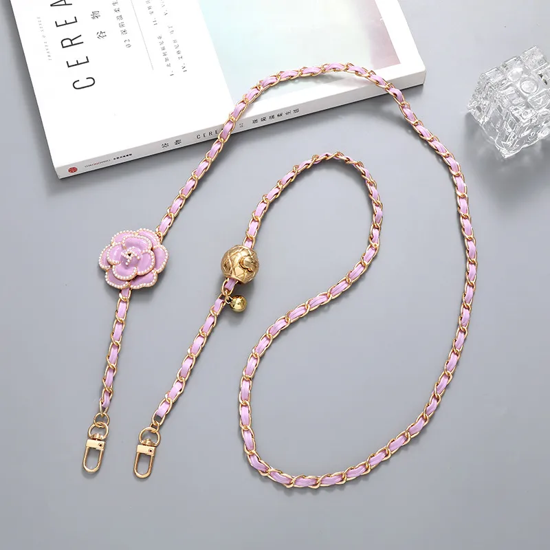 Sweet Simple Style Flower Pu Leather Enamel Inlay Pearl Bag Pendant Mobile Phone Chain display picture 6