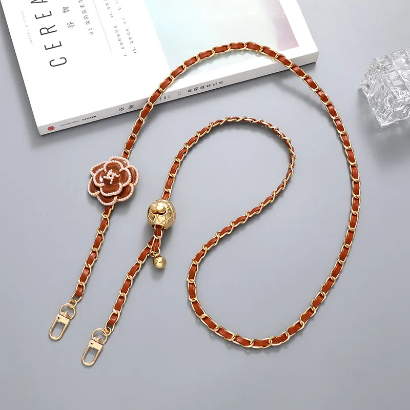 Sweet Simple Style Flower Pu Leather Enamel Inlay Pearl Bag Pendant Mobile Phone Chain display picture 7