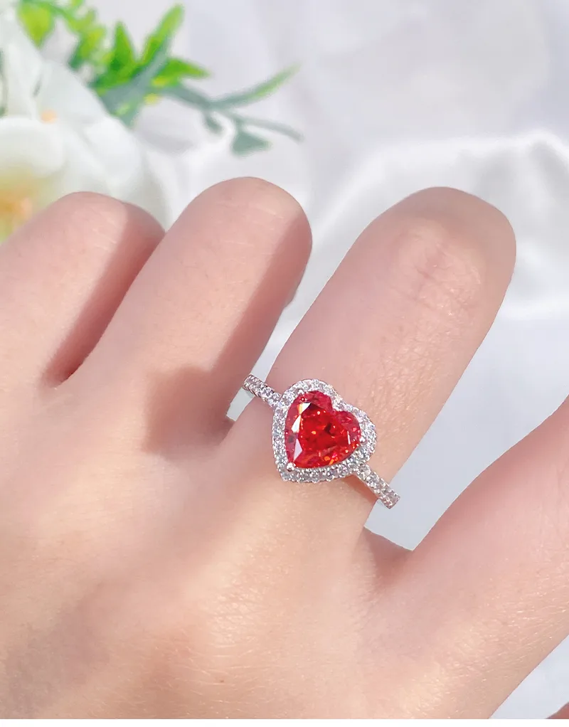 Sterling Silver Y2K Sweet Shiny Shiny Metallic Plating Heart Shape Zircon Rings display picture 1
