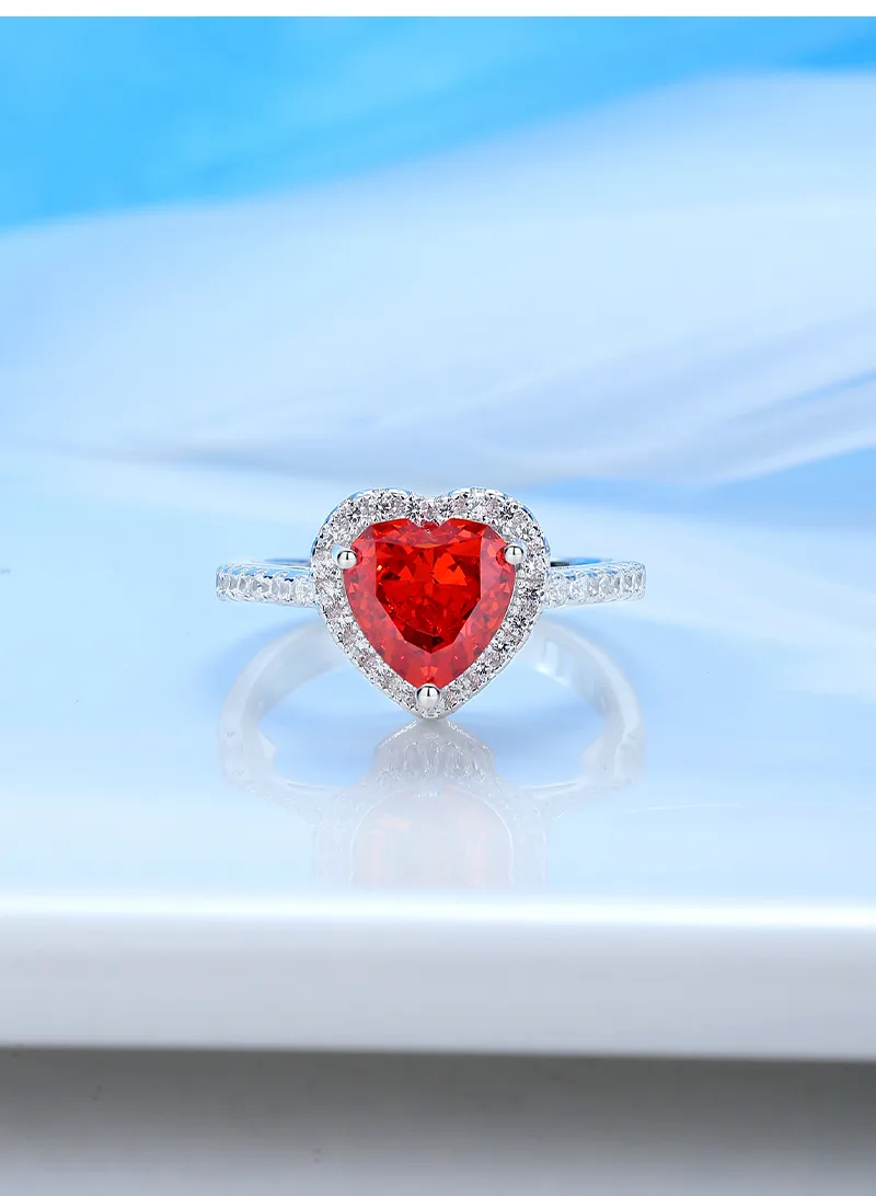 Sterling Silver Y2K Sweet Shiny Shiny Metallic Plating Heart Shape Zircon Rings display picture 3