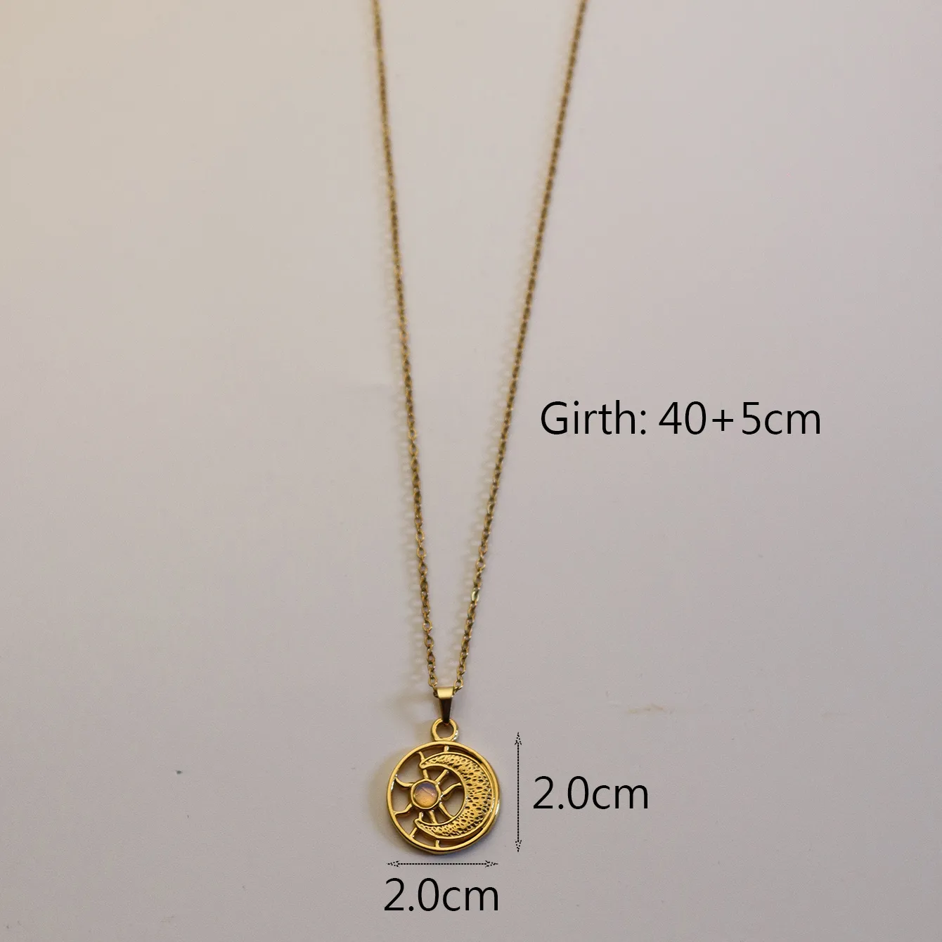 304 Stainless Steel 18K Gold Plated Simple Style Plating Inlay Sun Water Droplets Eye Natural Stone Pendant Necklace display picture 11