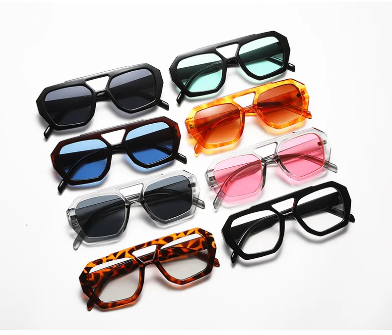 Casual Simple Style Solid Color Leopard Ac Polygon Full Frame Women's Sunglasses display picture 2