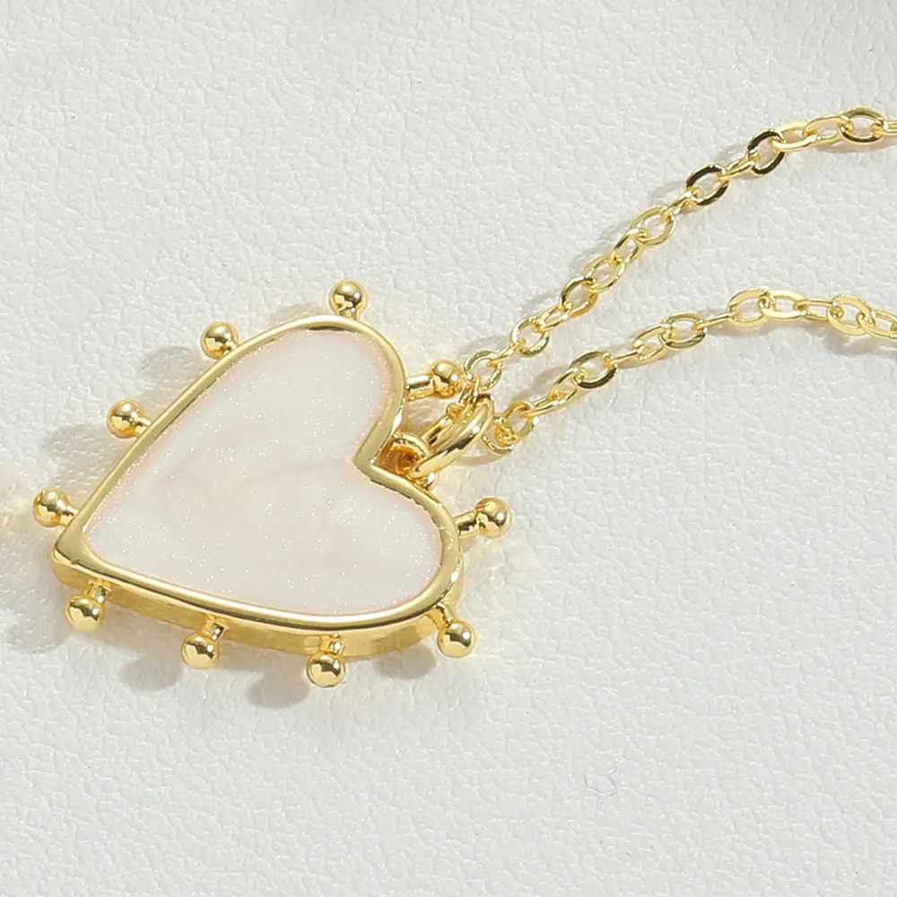 Wholesale Vintage Style Simple Style Commute Heart Shape Copper Enamel 14K Gold Plated Pendant Necklace display picture 6