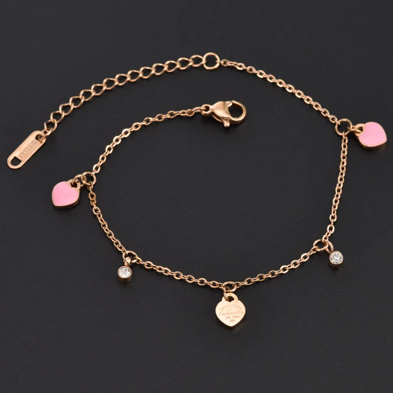 Titanium Steel 18K Gold Plated Casual Plating Heart Shape Acrylic Bracelets Necklace display picture 7
