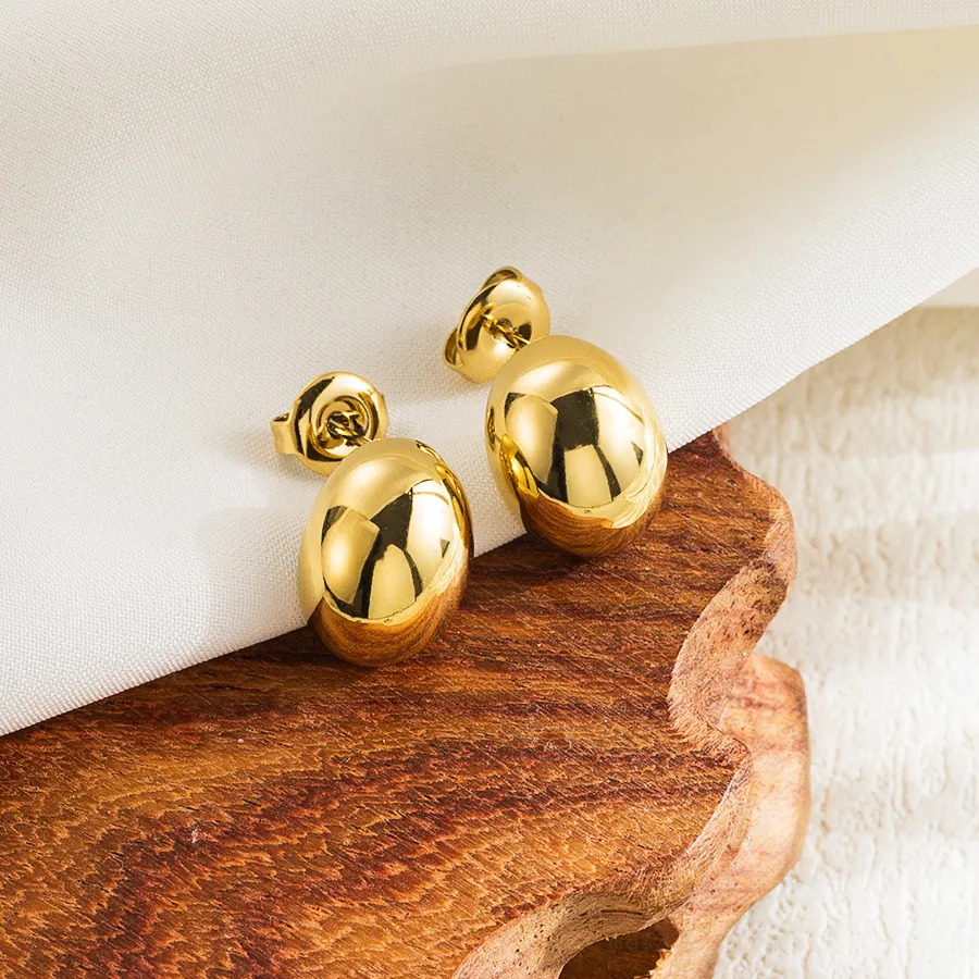 1 Pair Casual Simple Style Commute Round Solid Color Plating 304 Stainless Steel 18K Gold Plated Ear Studs display picture 8