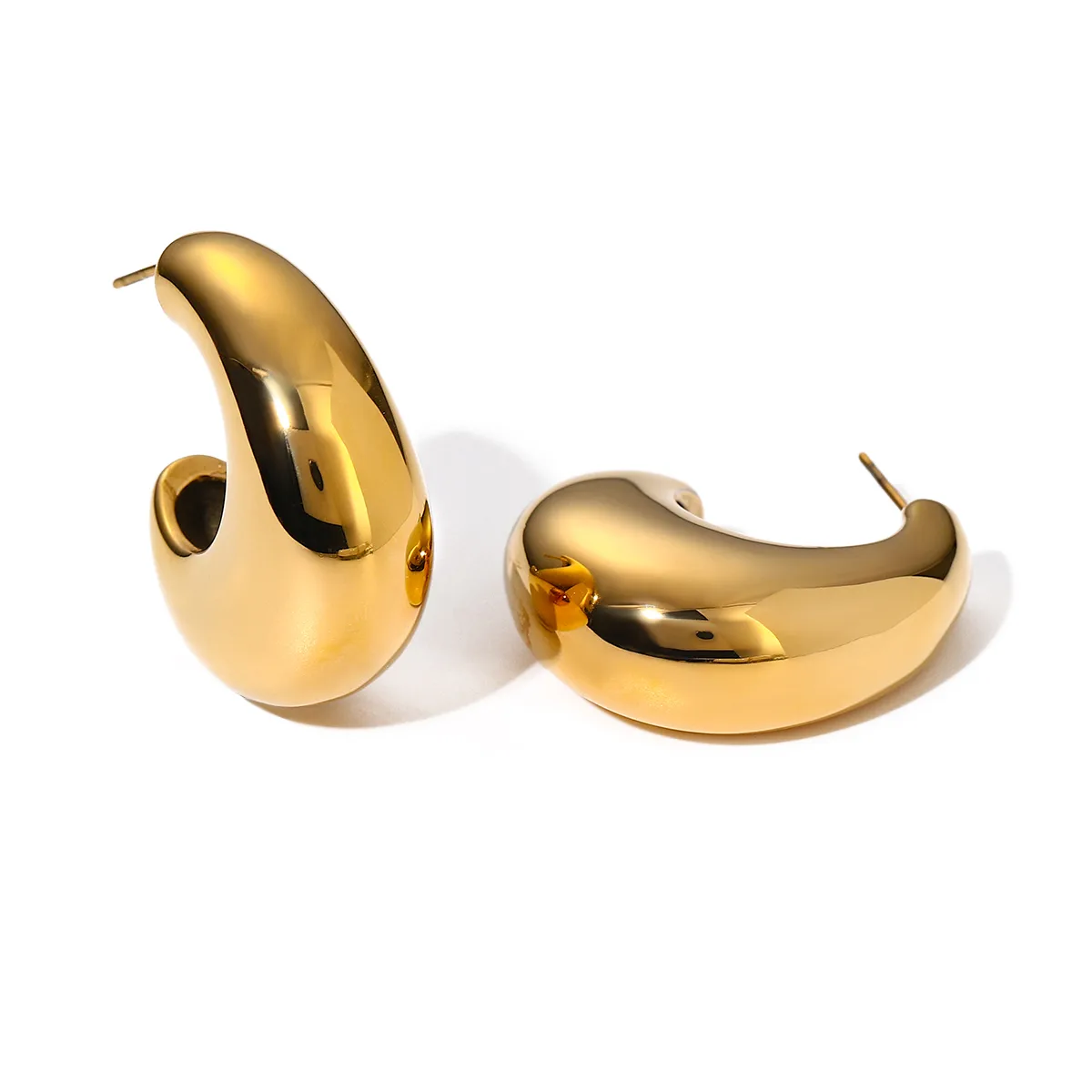 1 Pair IG Style Simple Style C Shape 316 Stainless Steel  18K Gold Plated Ear Studs display picture 7