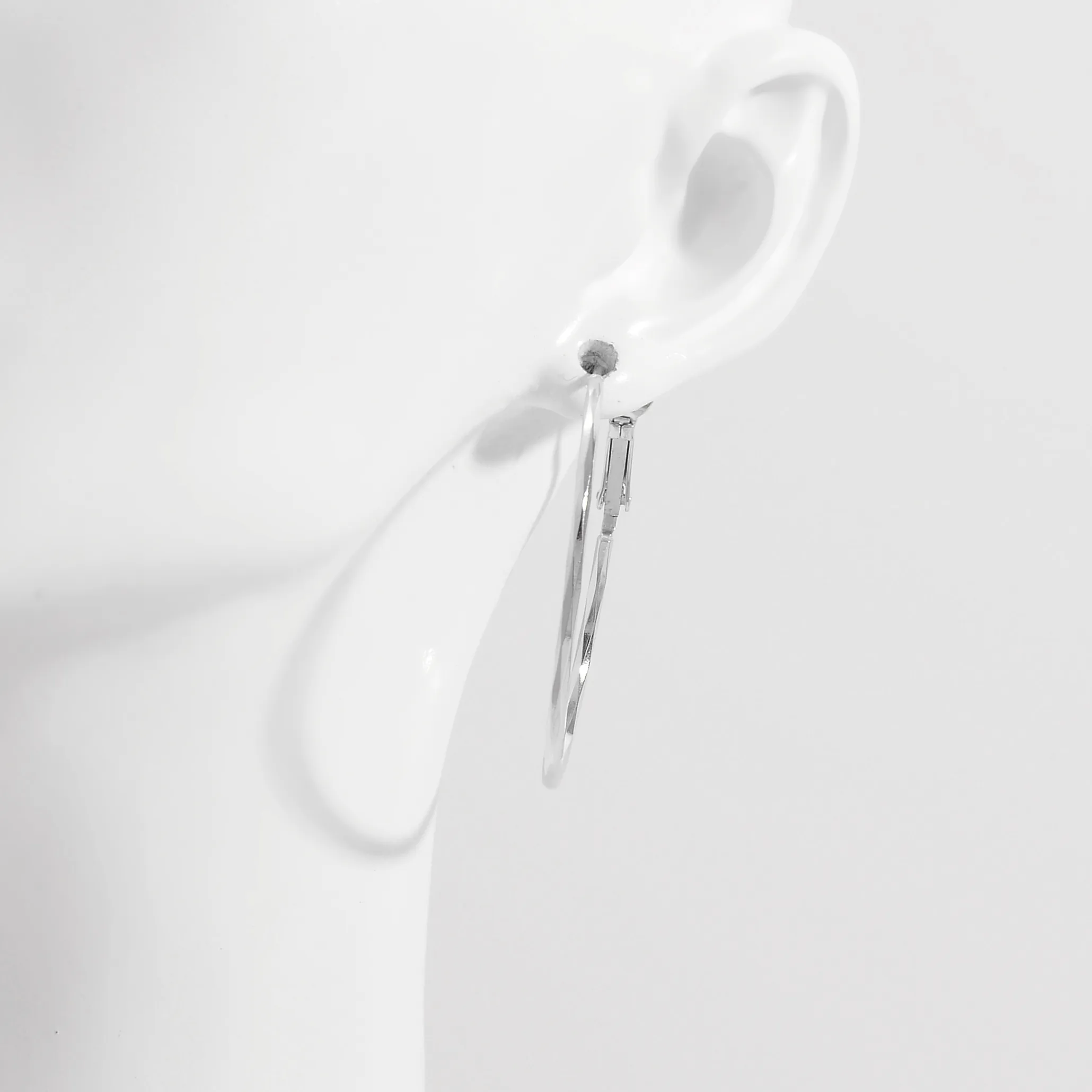 1 Pair White Gold Plated 925 Sterling Silver Zircon Semicircle Round Earrings display picture 6