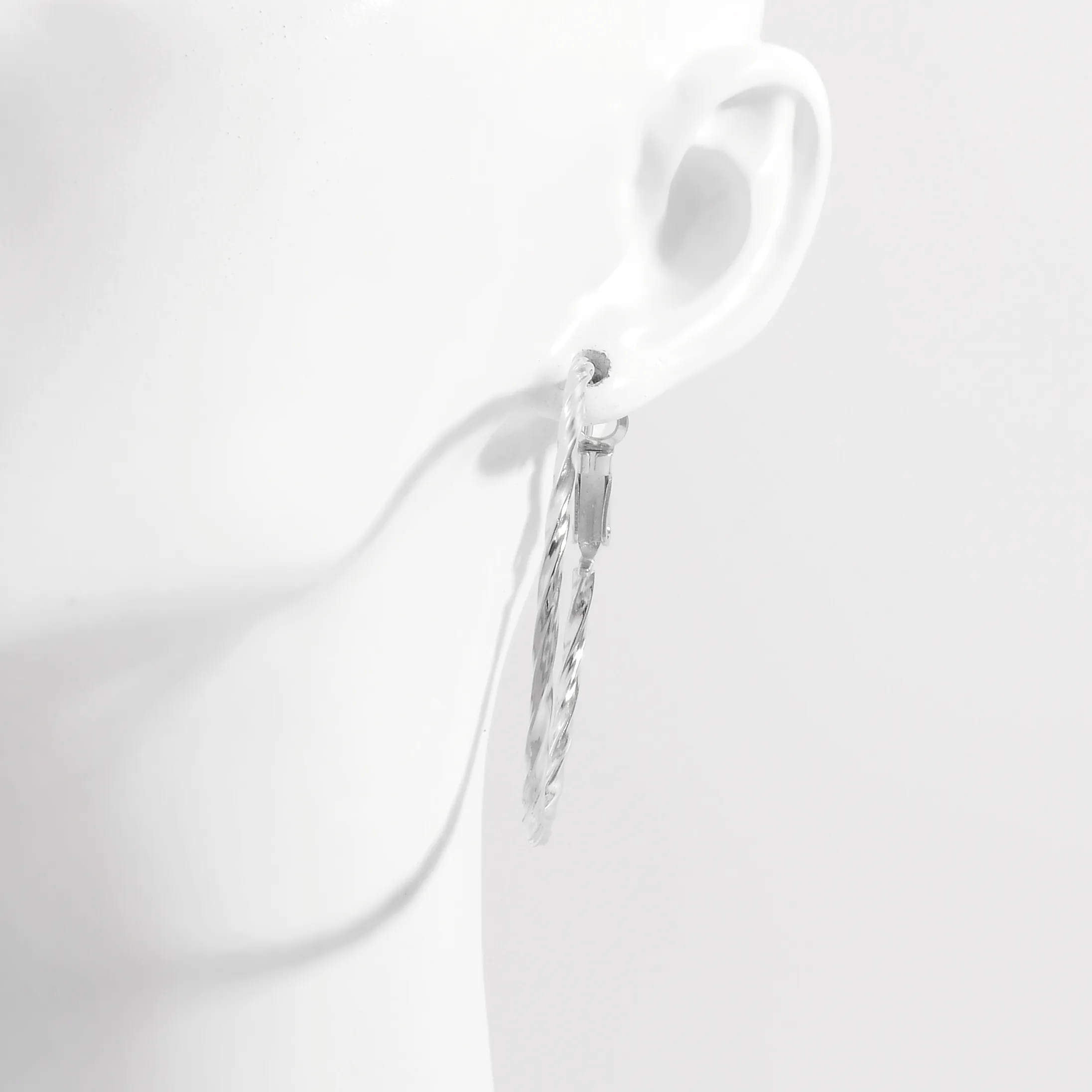1 Pair White Gold Plated 925 Sterling Silver Zircon Semicircle Round Earrings display picture 5