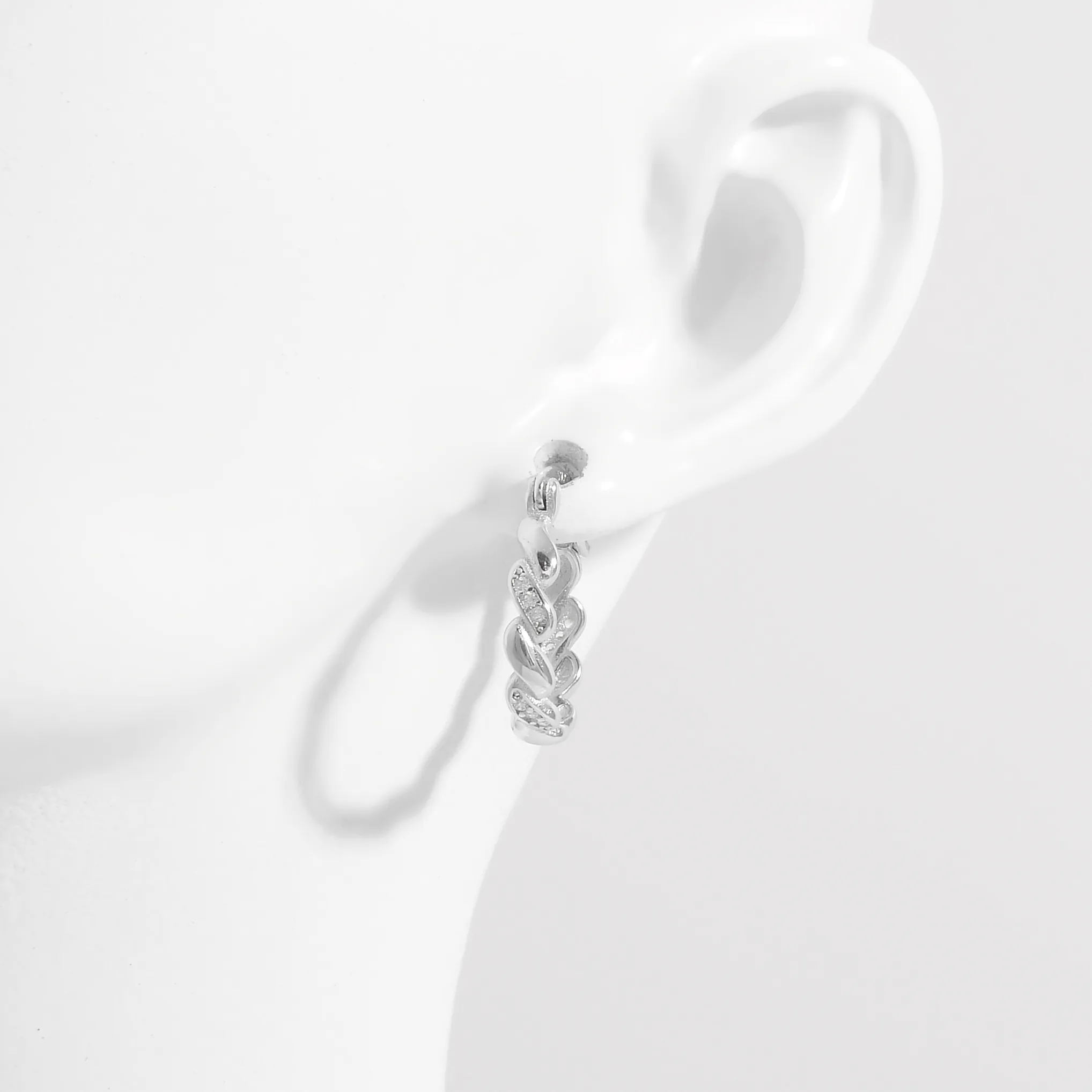 1 Pair White Gold Plated 925 Sterling Silver Zircon Semicircle Round Earrings display picture 2