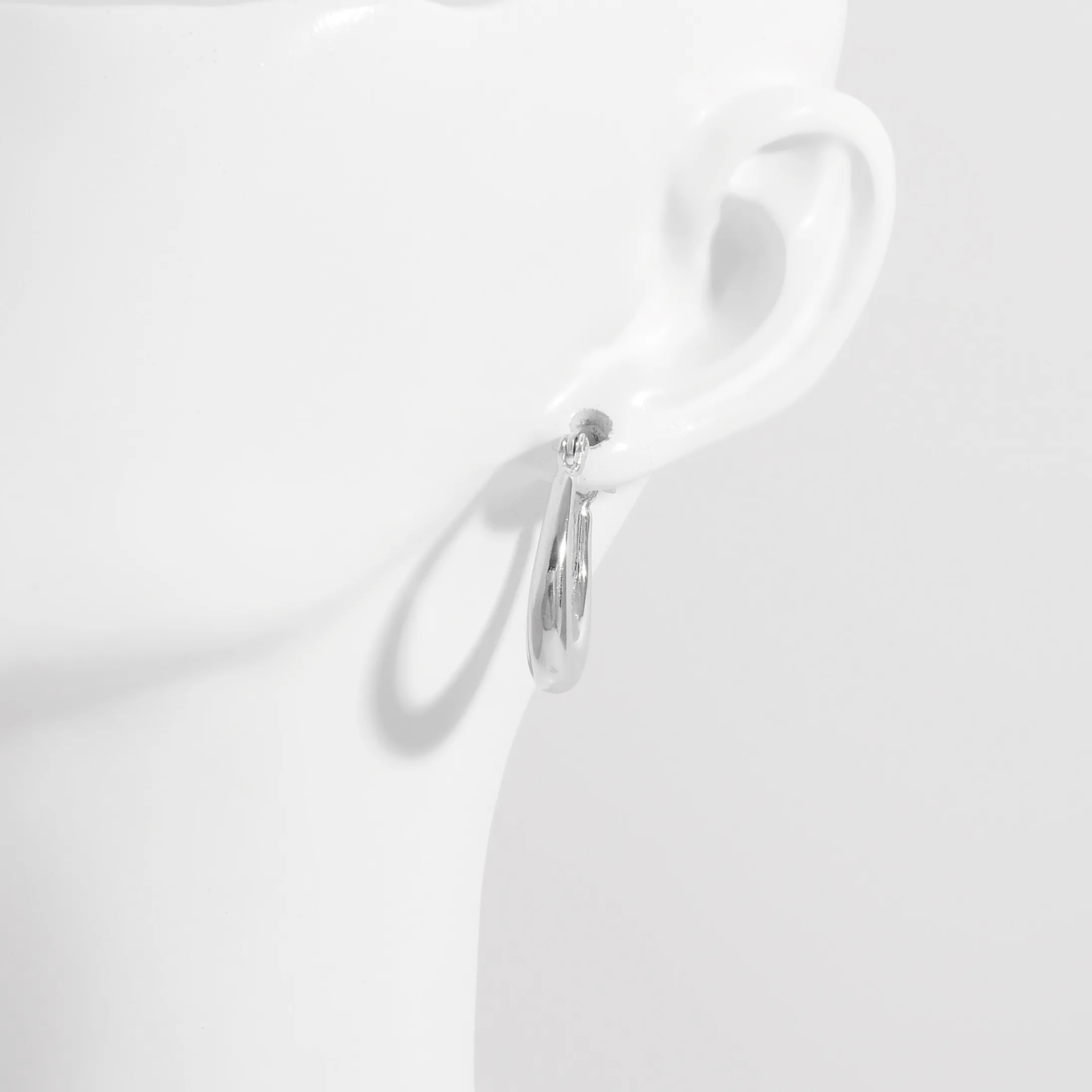 1 Pair White Gold Plated 925 Sterling Silver Zircon Semicircle Round Earrings display picture 1