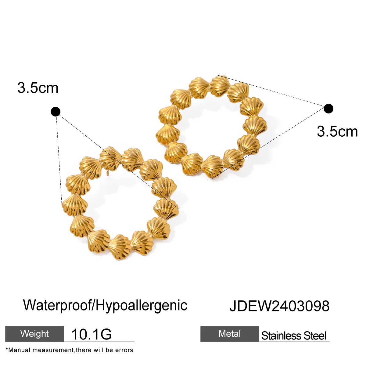 1 Pair Beach Simple Style Classic Style Solid Color Plating 304 Stainless Steel 18K Gold Plated Earrings display picture 1