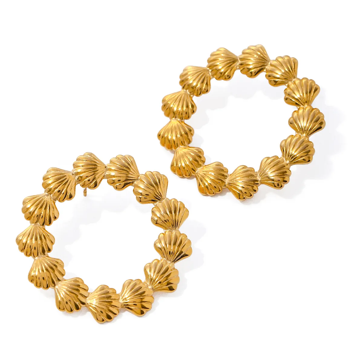 1 Pair Beach Simple Style Classic Style Solid Color Plating 304 Stainless Steel 18K Gold Plated Earrings display picture 2