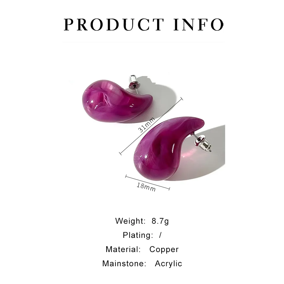 1 Pair IG Style Simple Style Water Droplets Arylic 18K Gold Plated Ear Studs display picture 1