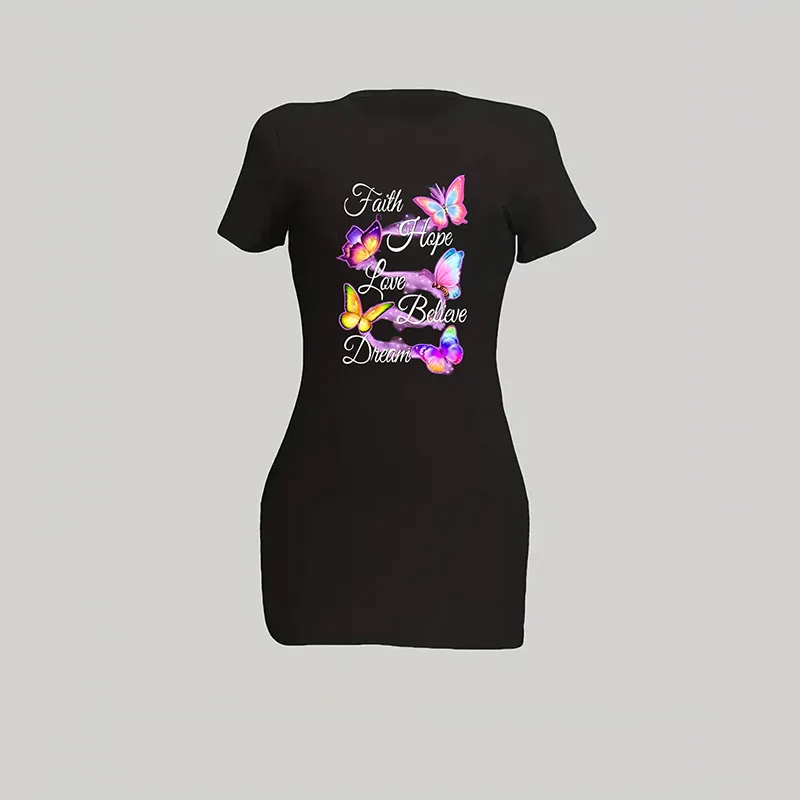 Women's T Shirt Dress Casual Round Neck Short Sleeve Letter Above Knee Daily display picture 3