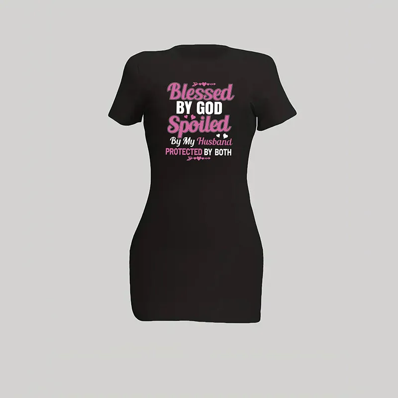 Women's T Shirt Dress Casual Round Neck Short Sleeve Letter Above Knee Daily display picture 6