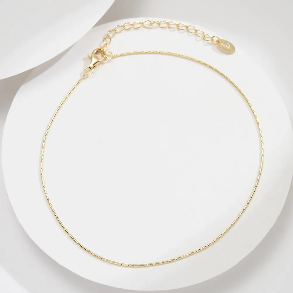 Simple Style Geometric Sterling Silver Polishing 14K Gold Plated White Gold Plated Women's Anklet display picture 7