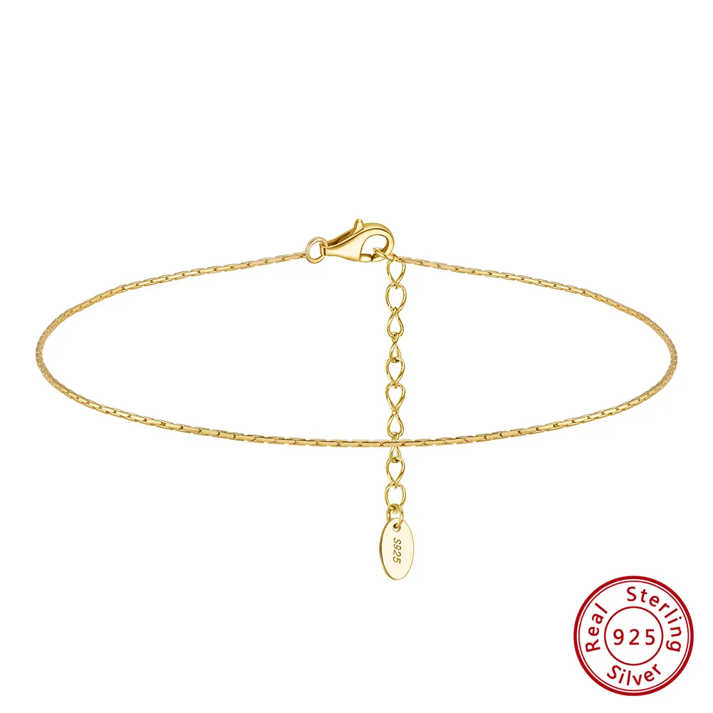 Simple Style Geometric Sterling Silver Polishing 14K Gold Plated White Gold Plated Women's Anklet display picture 1