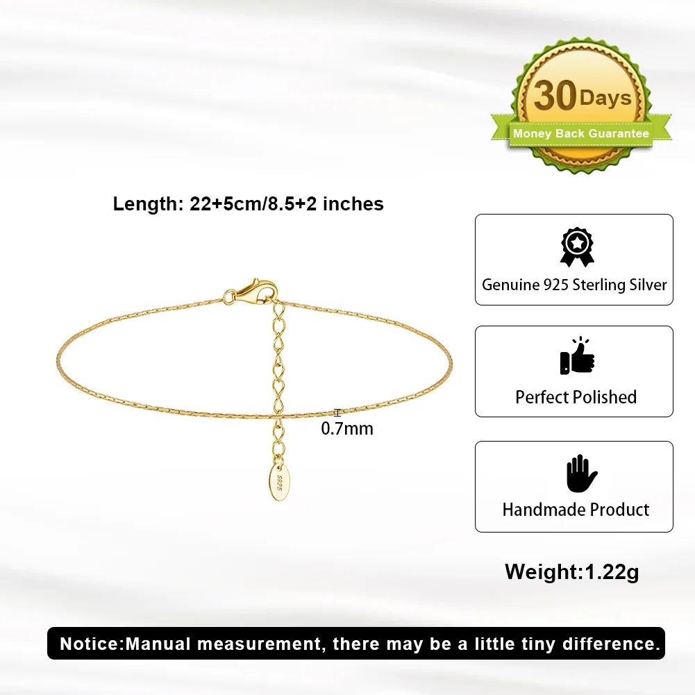 Simple Style Geometric Sterling Silver Polishing 14K Gold Plated White Gold Plated Women's Anklet display picture 9