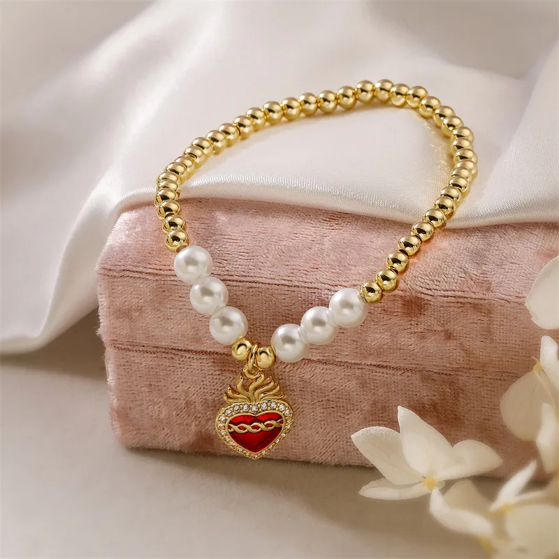 Copper Simple Style Shiny Plating Inlay Heart Shape Zircon Bracelets display picture 8