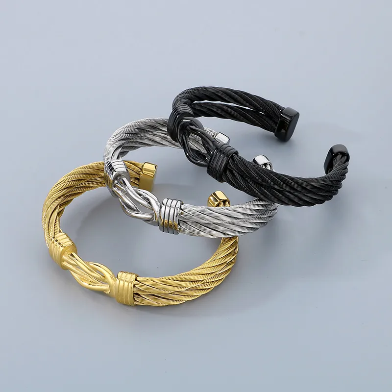 Hip-Hop Solid Color 304 Stainless Steel Men's Cuff Bracelets display picture 2