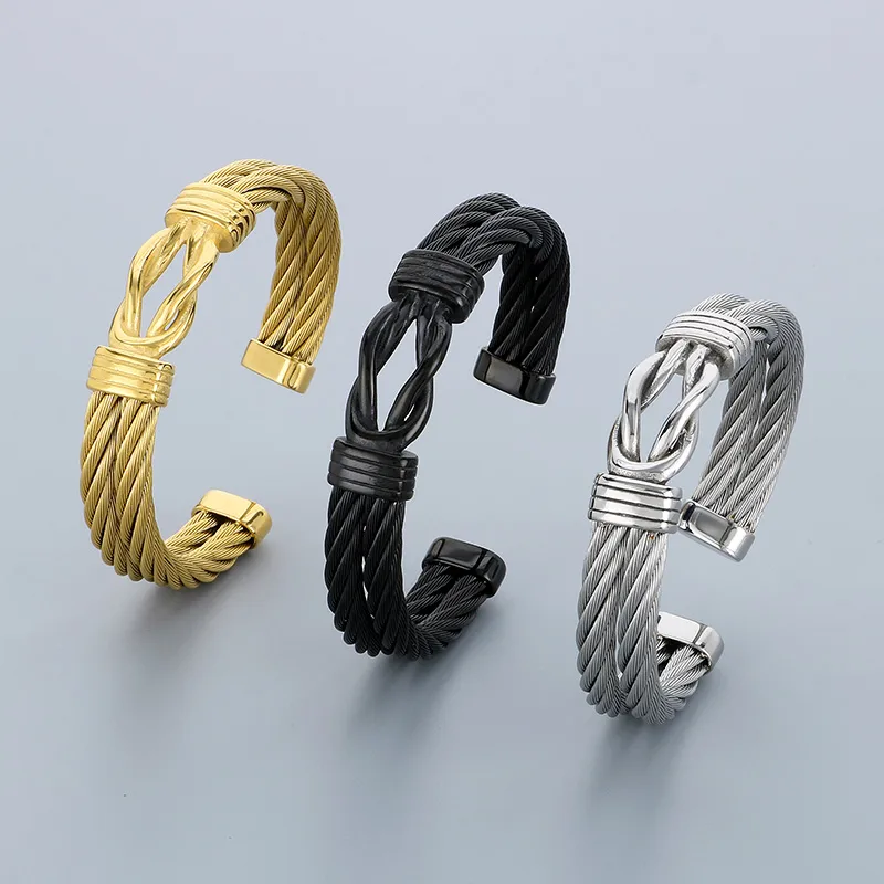 Hip-Hop Solid Color 304 Stainless Steel Men's Cuff Bracelets display picture 4