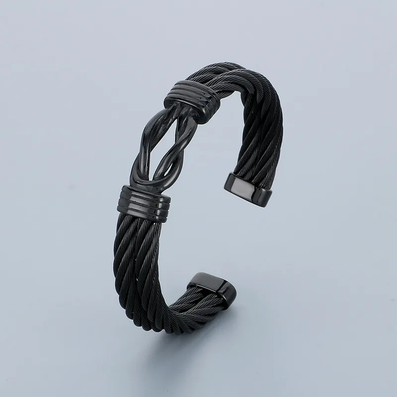 Hip-Hop Solid Color 304 Stainless Steel Men's Cuff Bracelets display picture 9