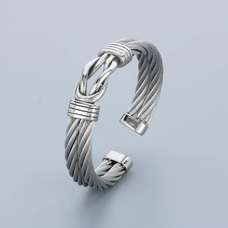 Hip-Hop Solid Color 304 Stainless Steel Men's Cuff Bracelets display picture 8