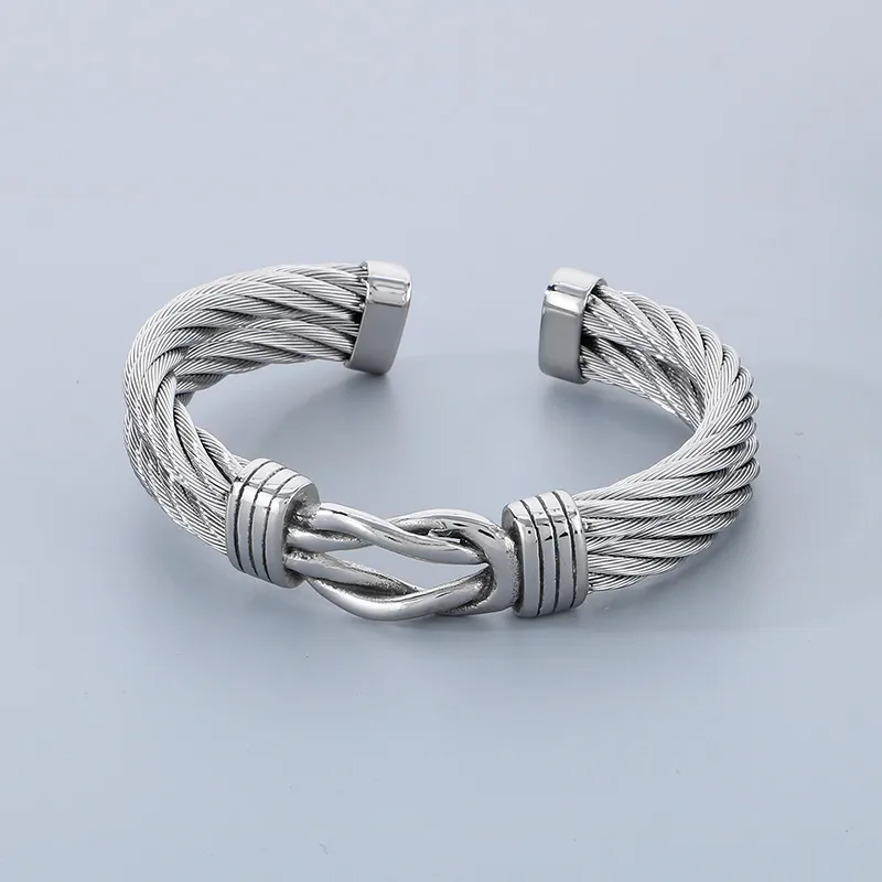Hip-Hop Solid Color 304 Stainless Steel Men's Cuff Bracelets display picture 11