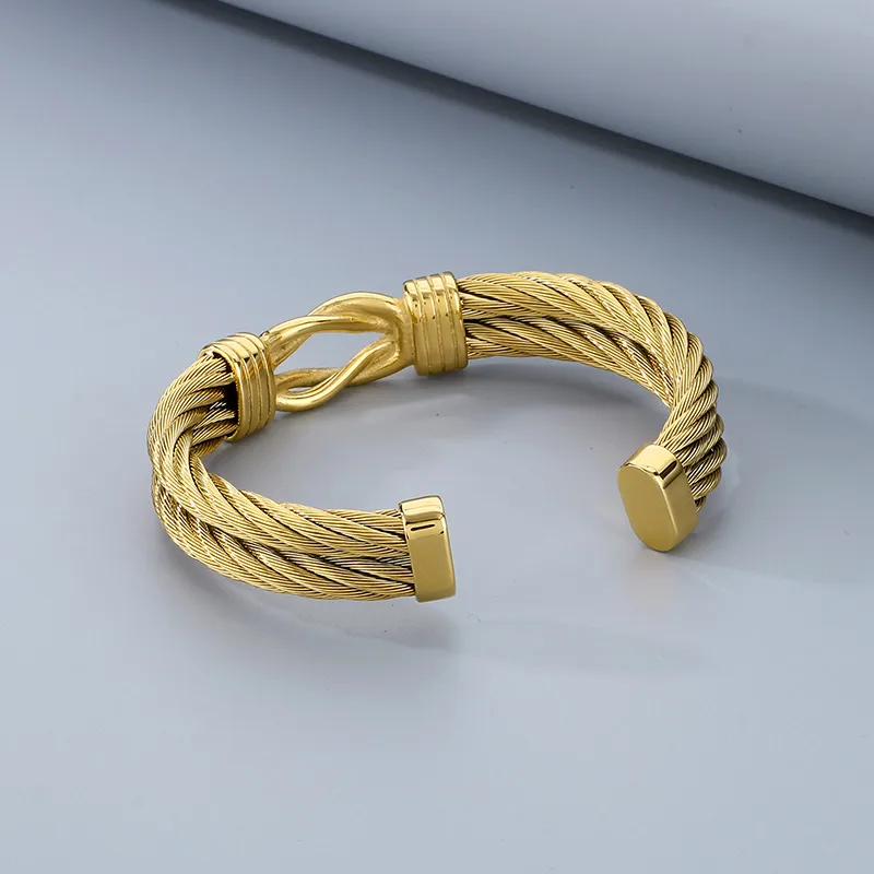 Hip-Hop Solid Color 304 Stainless Steel Men's Cuff Bracelets display picture 14