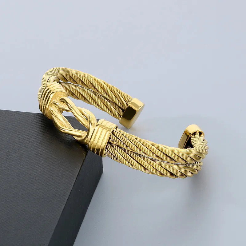 Hip-Hop Solid Color 304 Stainless Steel Men's Cuff Bracelets display picture 13