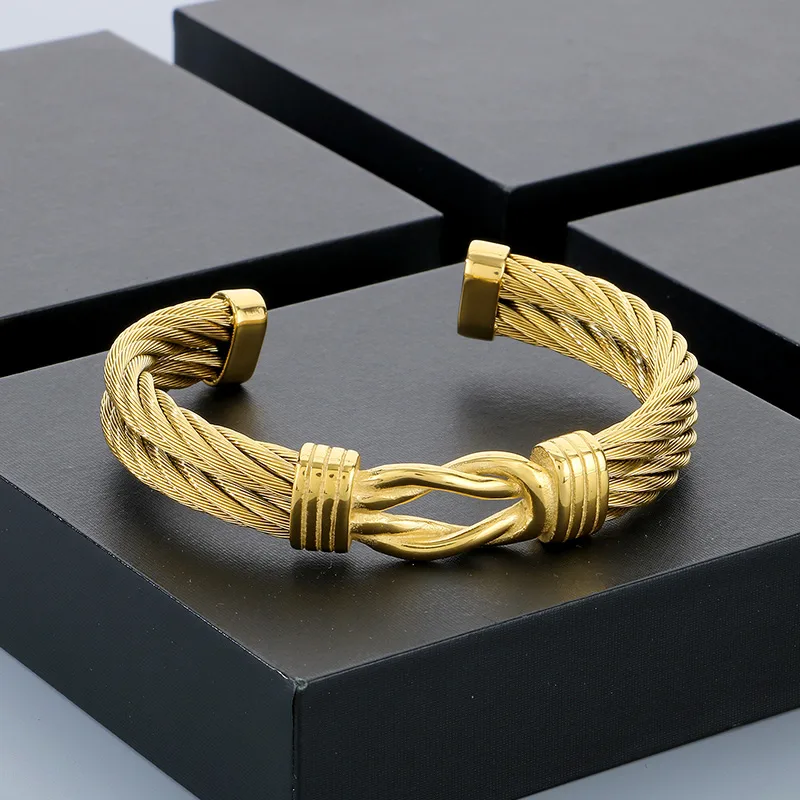 Hip-Hop Solid Color 304 Stainless Steel Men's Cuff Bracelets display picture 15