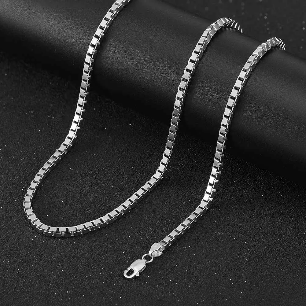 925 Sterling Silver Plated Chain Box Chain Plating Geometric Necklace display picture 3